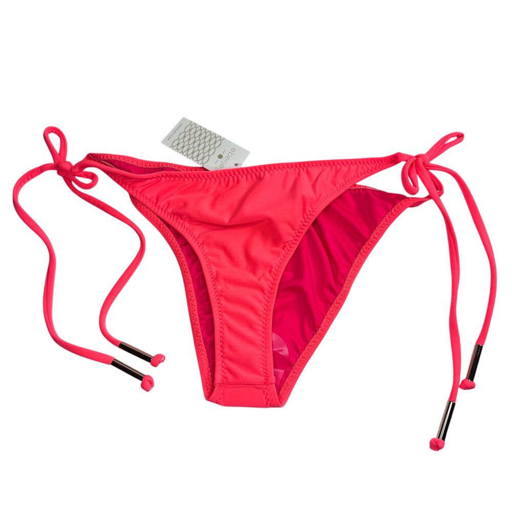 NWT womans Eberjey neon pink string closure bikini bottoms size large
